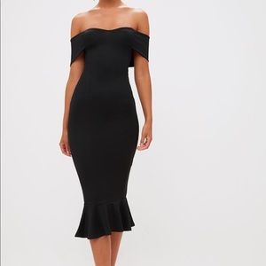 Black bardot off the shoulder dress